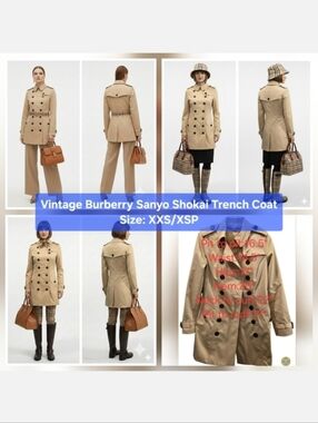 Vintage Burberry Sanyo Shokai Trench Coat Size XS/XXS